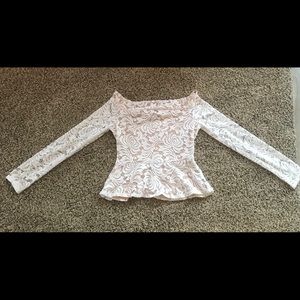 White lace off-the-shoulder shirt form BCBG